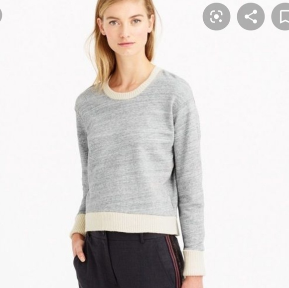 J. Crew Gray Sweatshirt Cream Sweater Tipped Shirt - Picture 2 of 7